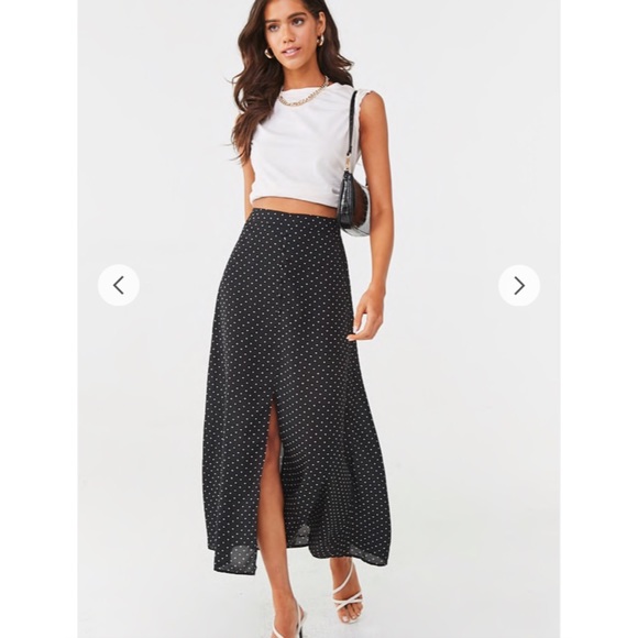 💚 NWOT FOREVER 21 Polka Dot Maxi Skirt - Picture 5 of 6